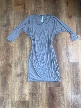 LAmade Taupe Gray Scoop-Neck Midi Dress